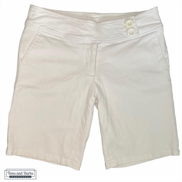 Lady Dutch White Cotton Bermuda Shorts - Picture 1 of 7